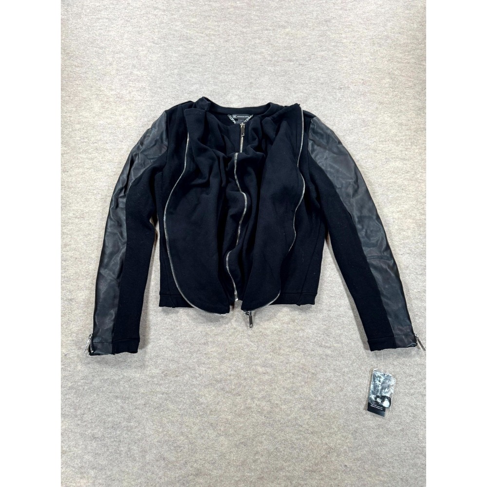 INC International Concepts Hybrid Jacket Womens XL Black Asymmetrical Zip Front